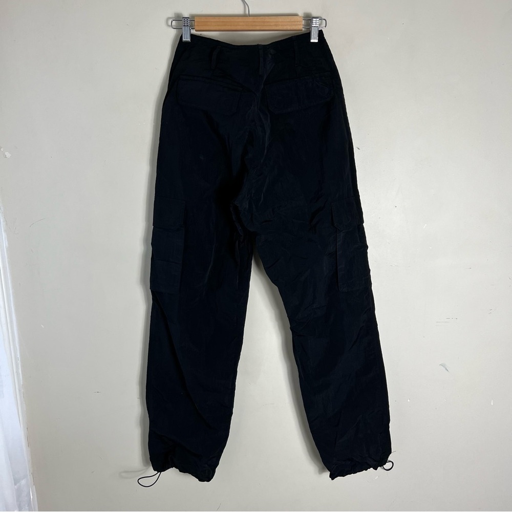 olivaceous Black Nylon High Rise Cargo Drawstring Pants  Size Medium